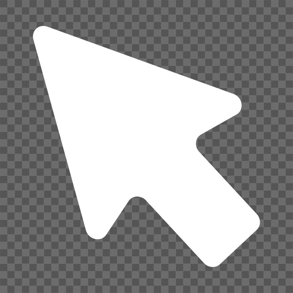 White cursor icon png bold shape, transparent background