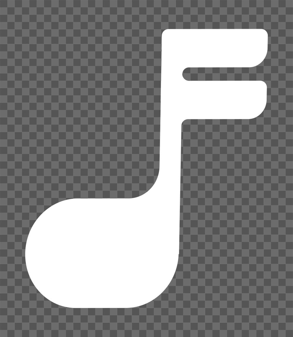 White music note icon png bold shape, transparent background