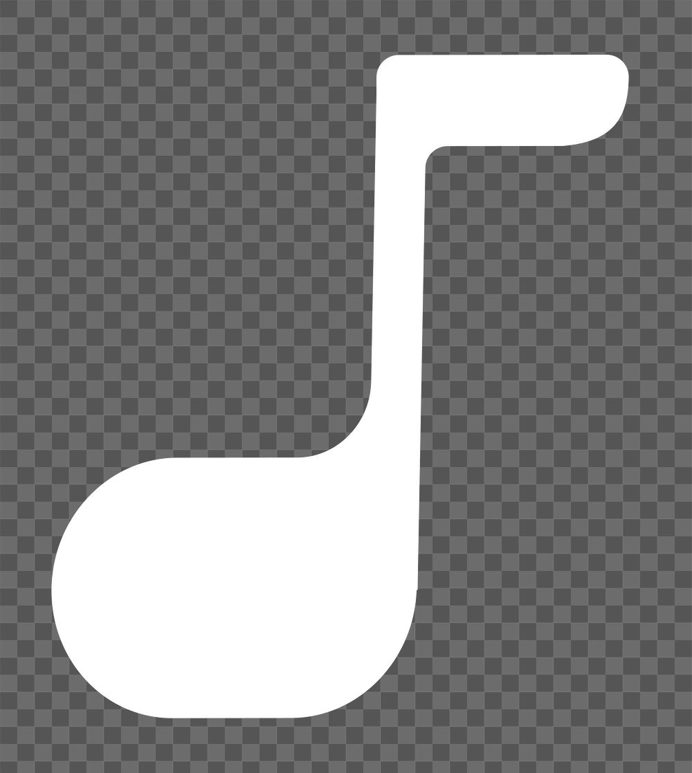 White music note icon png bold shape, transparent background