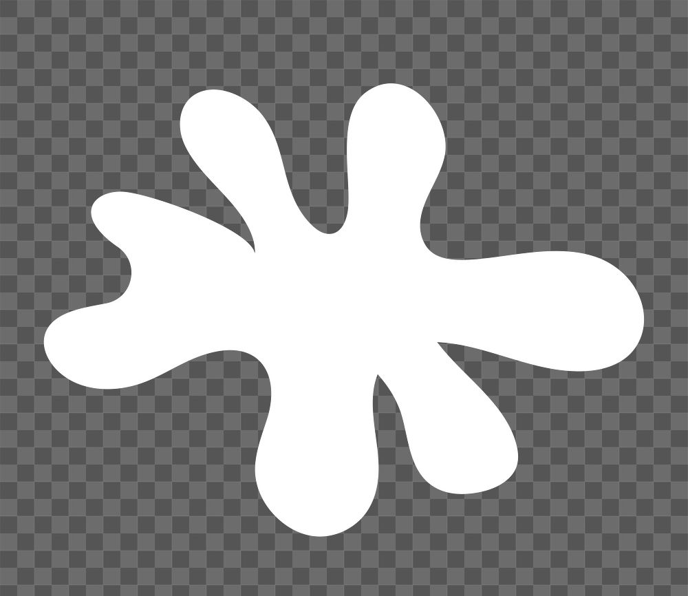White ink spatter icon png bold shape, transparent background