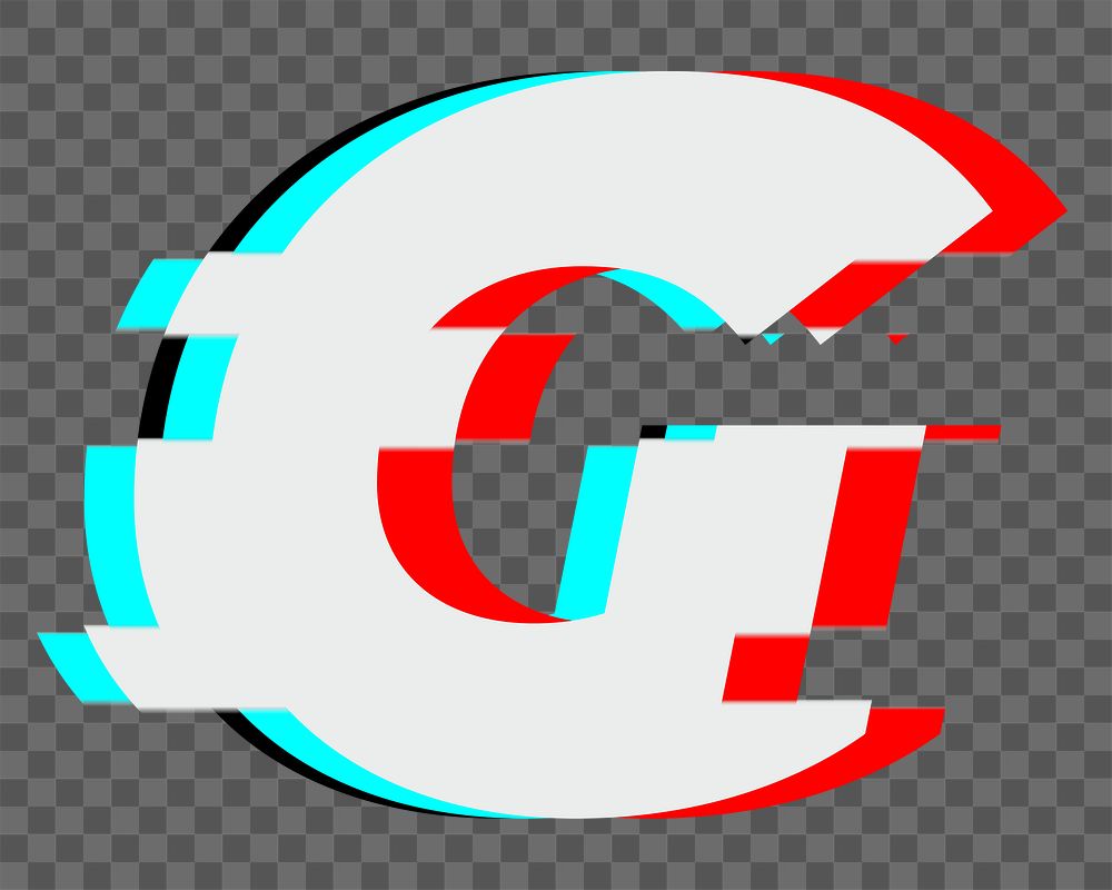 Letter G png glitch alphabet, transparent background