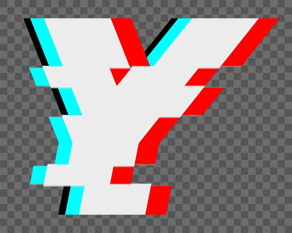 Letter Y png glitch alphabet, transparent background