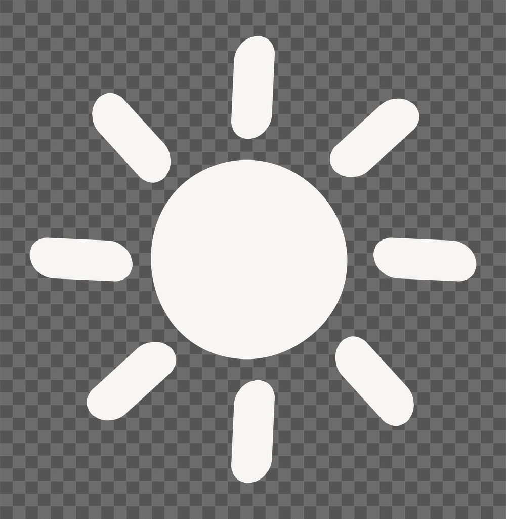 PNG sun icon in white, transparent background
