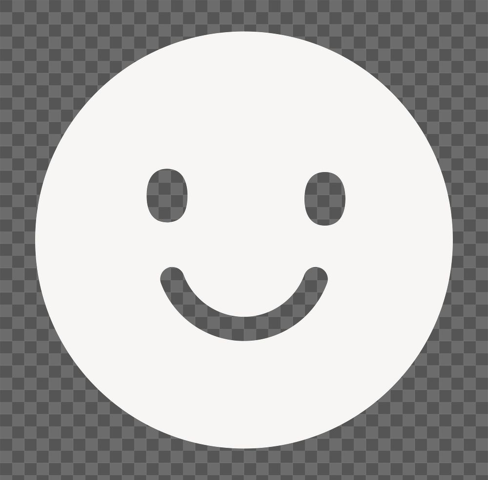 PNG smiling face icon in white, transparent background