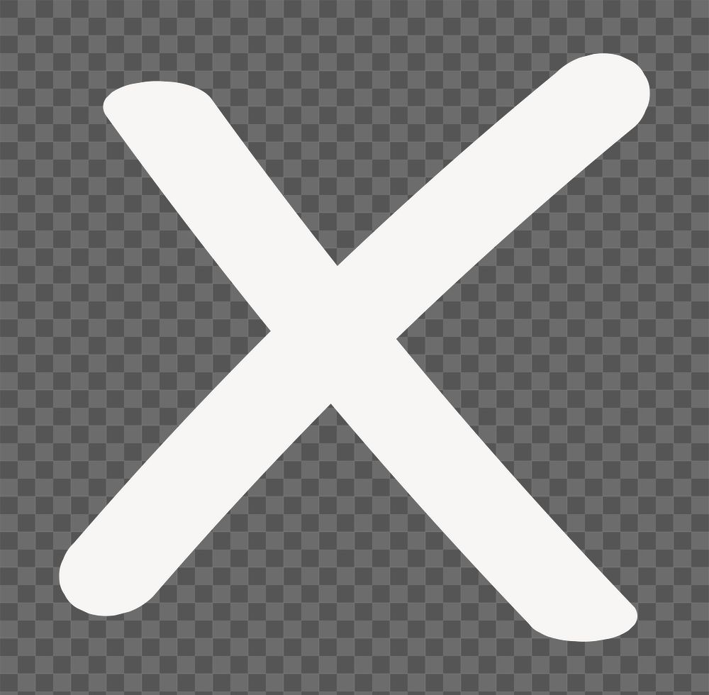 PNG cross mark icon in white, transparent background