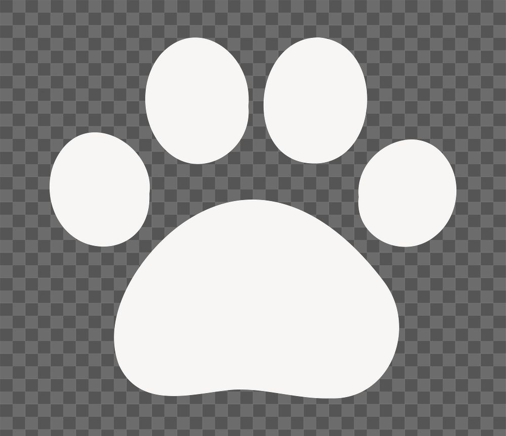 PNG dog paw icon in white, transparent background