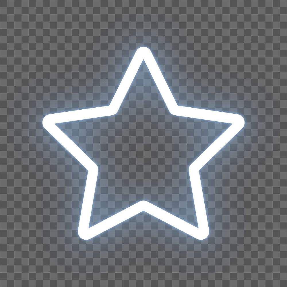 Star icon png white blue neon shape, transparent background