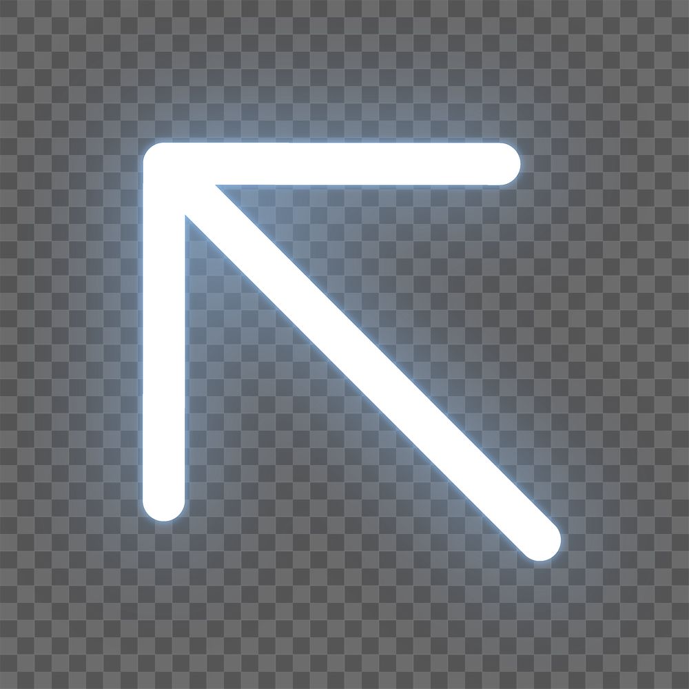 Arrow icon png white blue neon shape, transparent background
