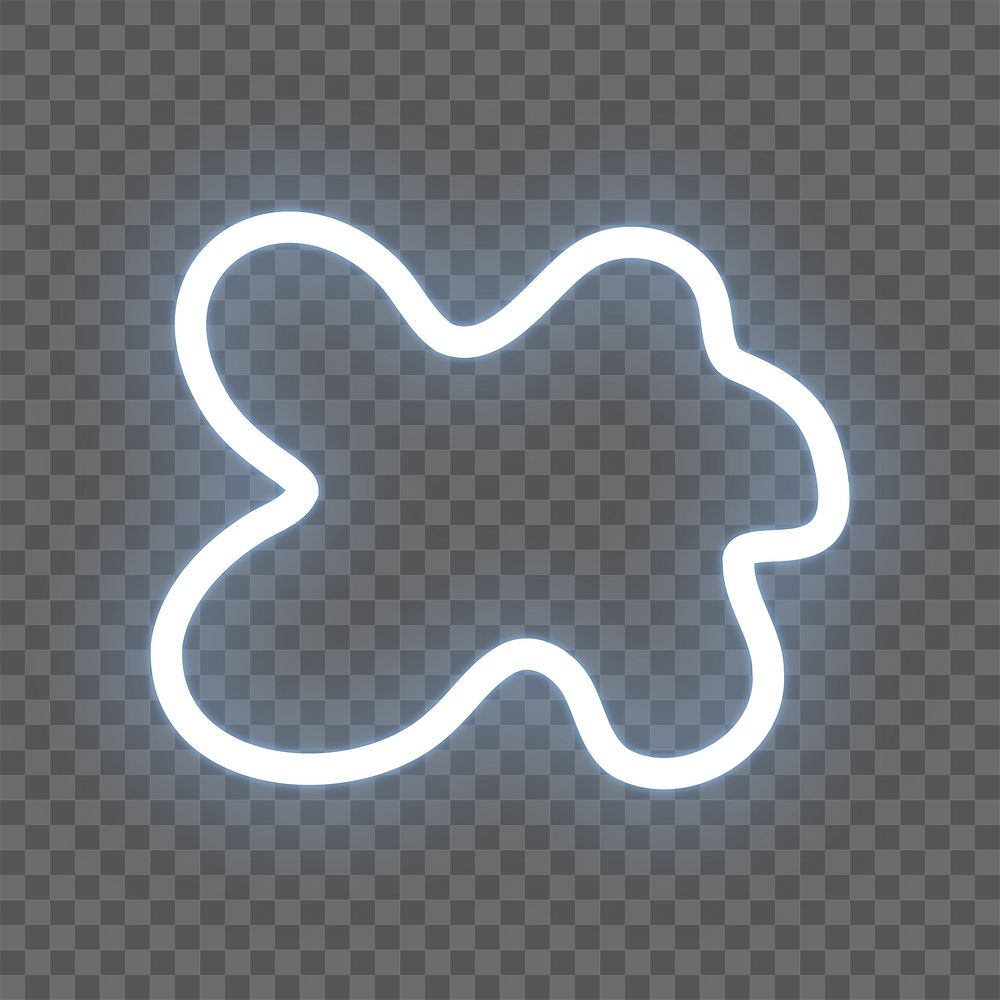 Blob shape icon png white blue neon shape, transparent background