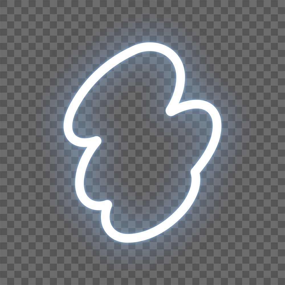 Blob shape icon png white blue neon shape, transparent background