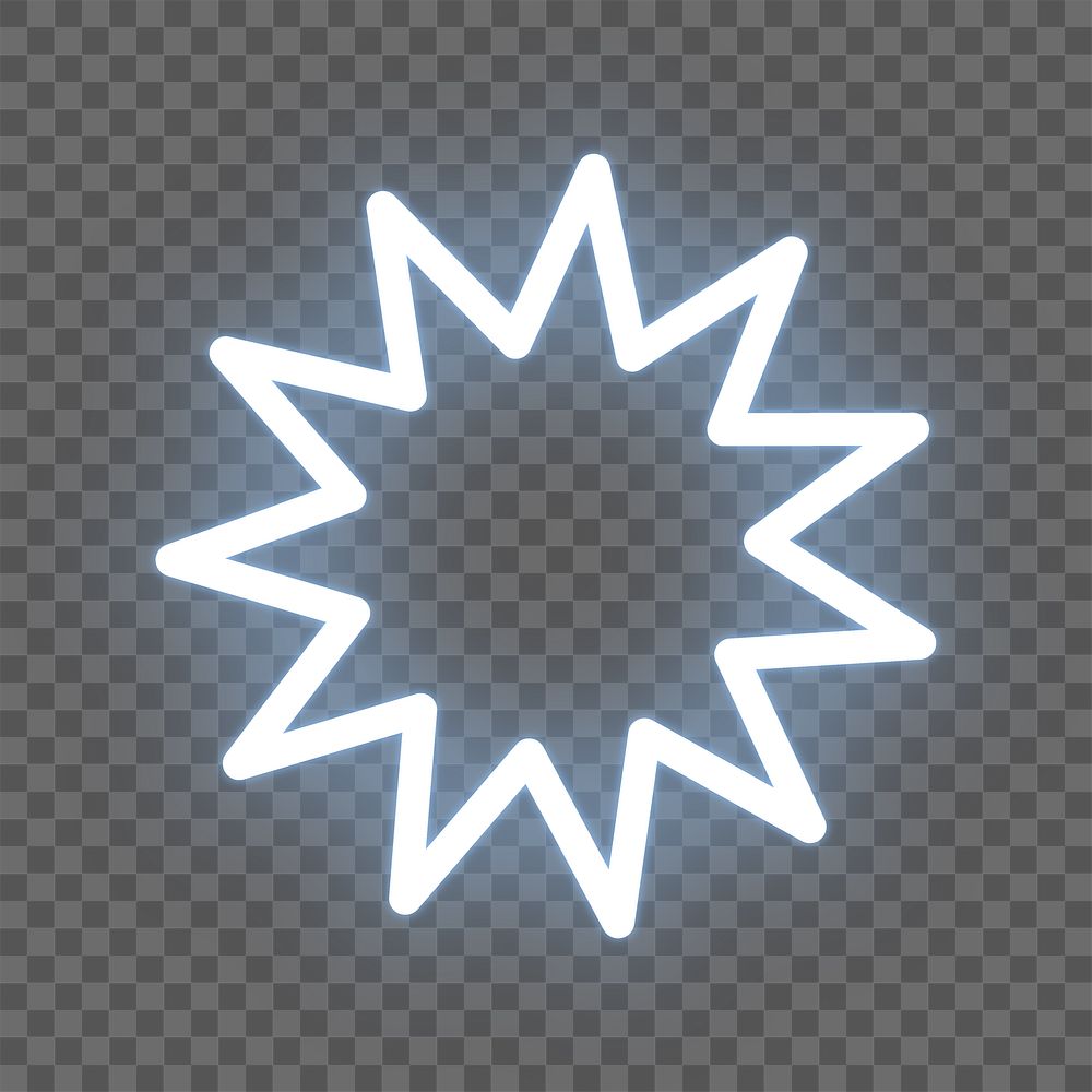 Explosion bubble icon png white blue neon shape, transparent background