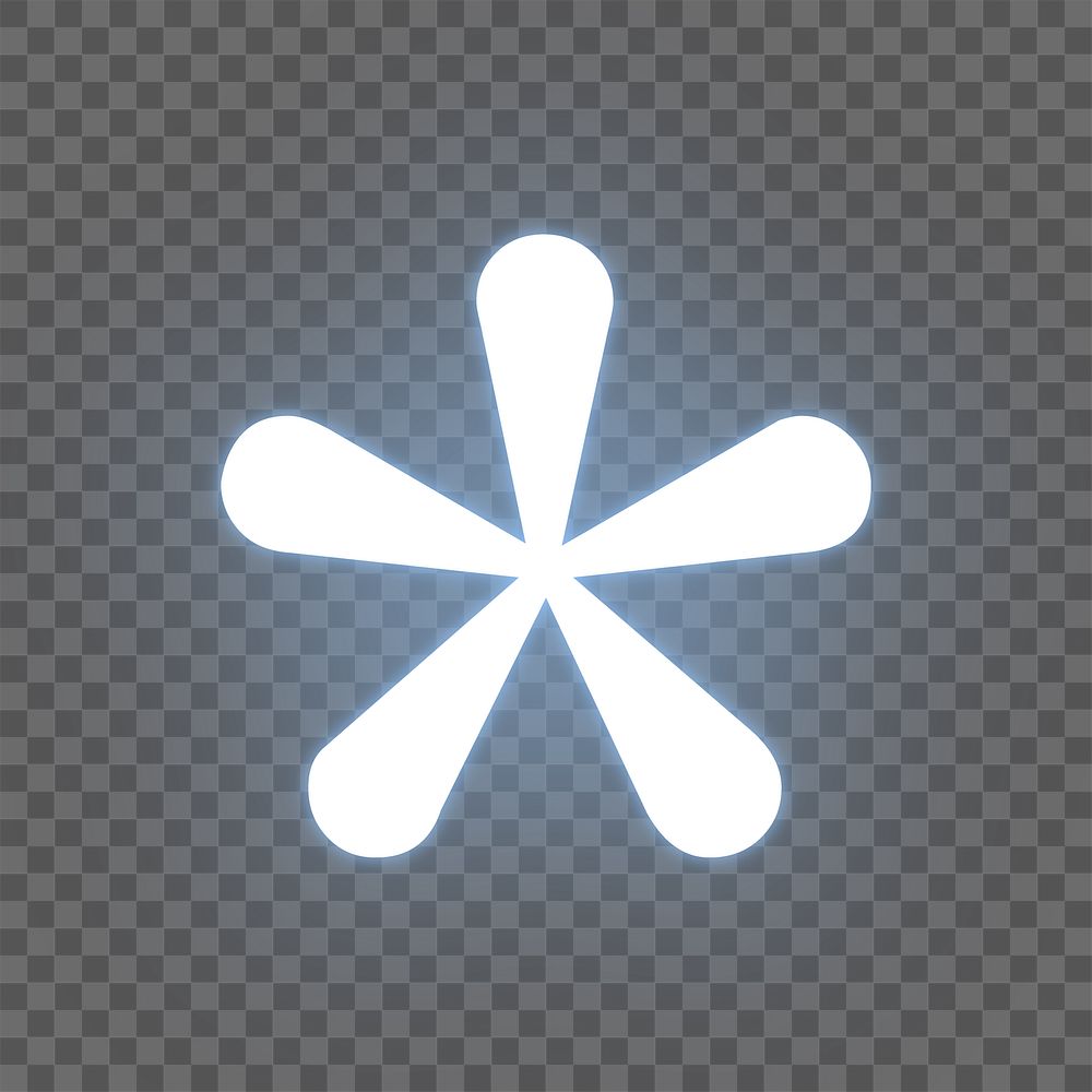 Asterisk sign png neon symbol, transparent background