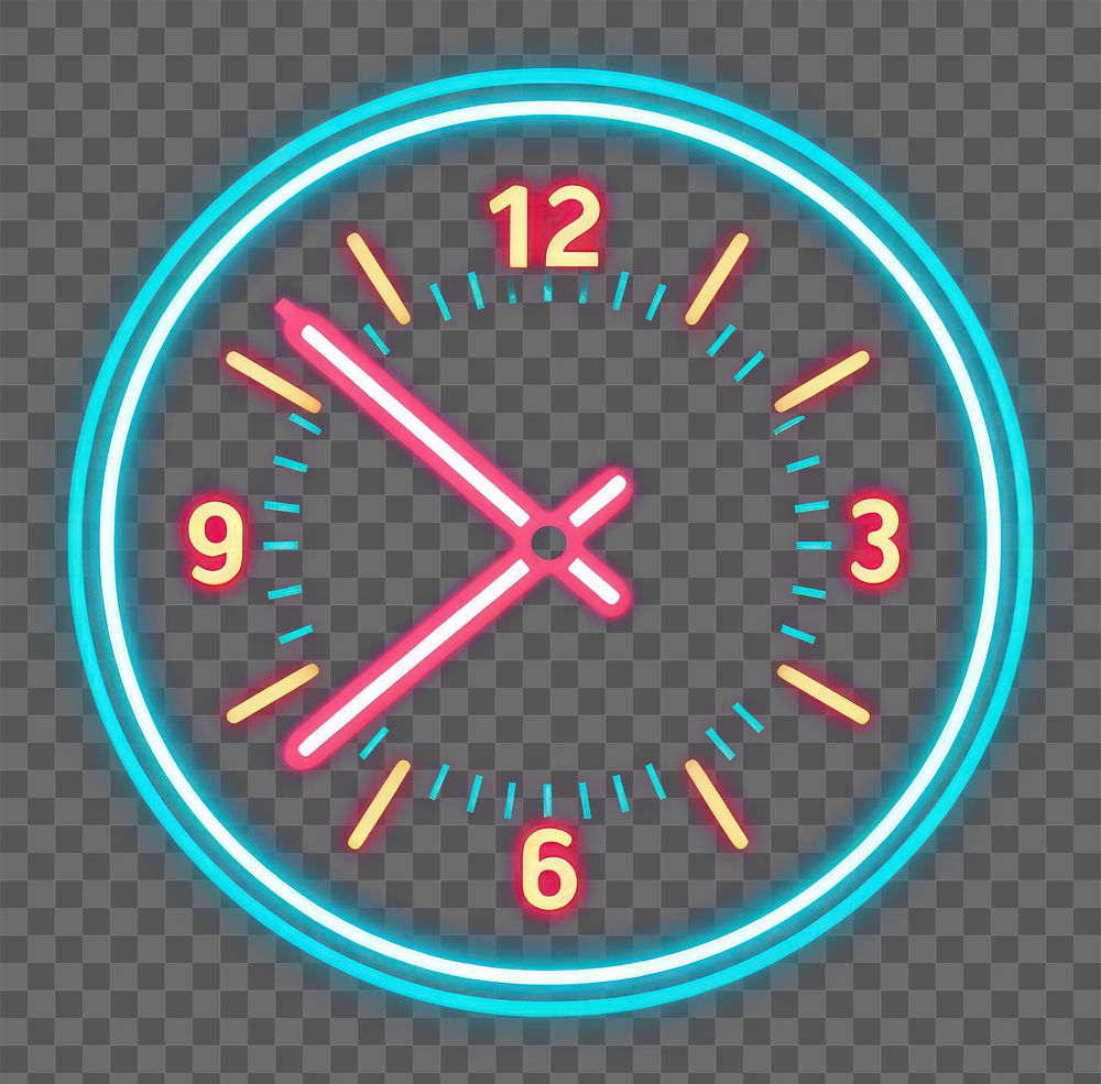 PNG Clock icon neon light disk.