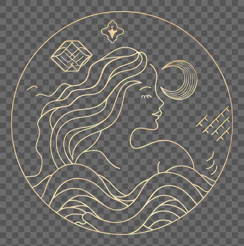 PNG Aquarius zodiac sign logo disk.