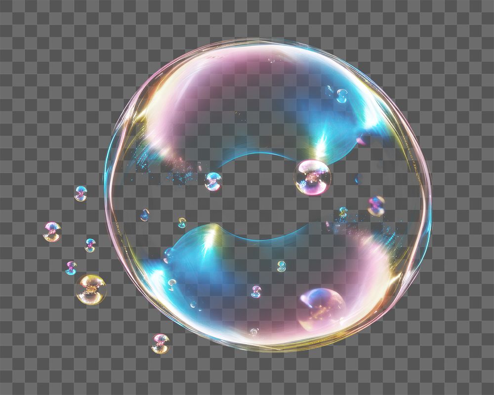 PNG isolated single bubble effect, transparent background 