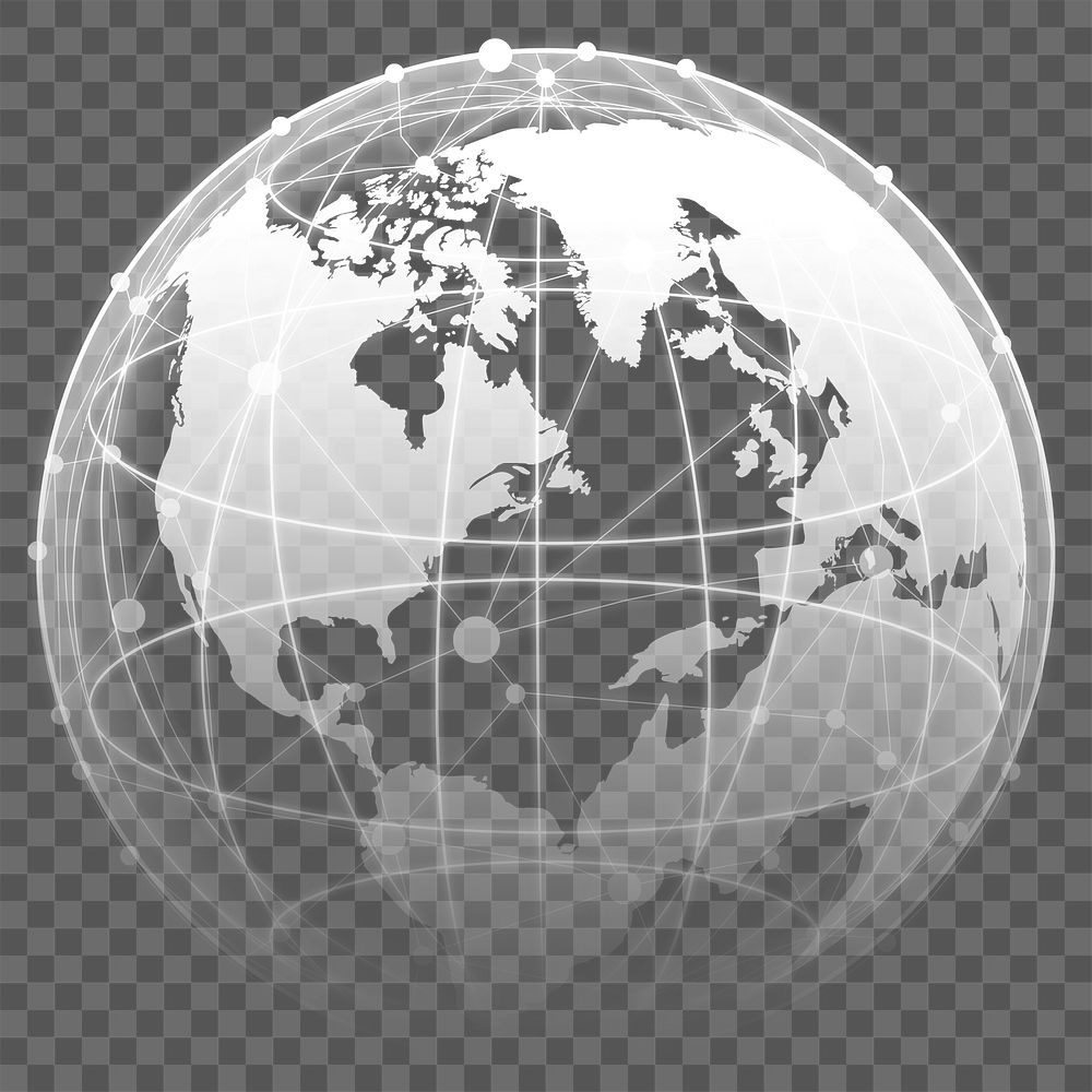 PNG wireframe sphere, digital element, transparent background