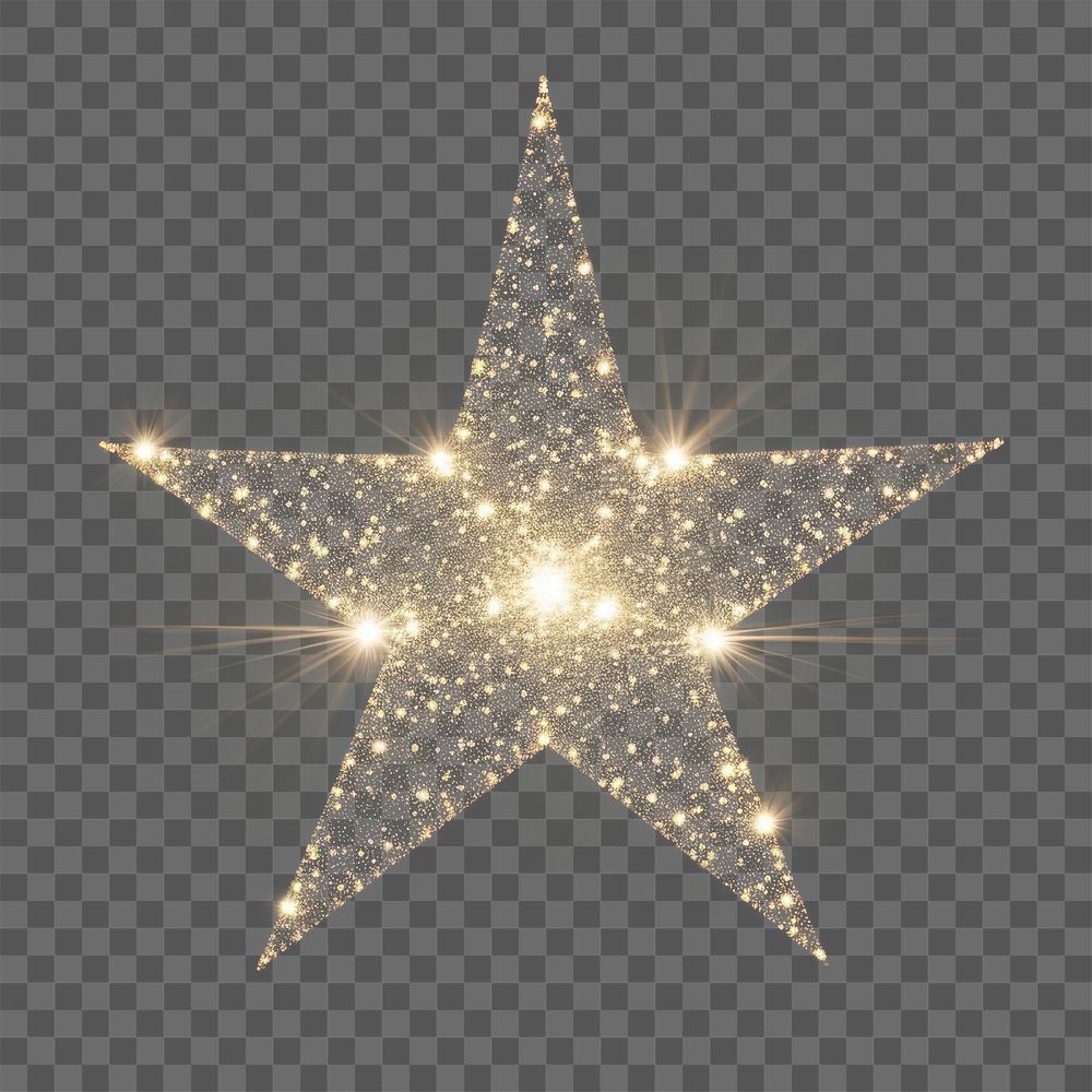 PNG Sparkling golden star on black