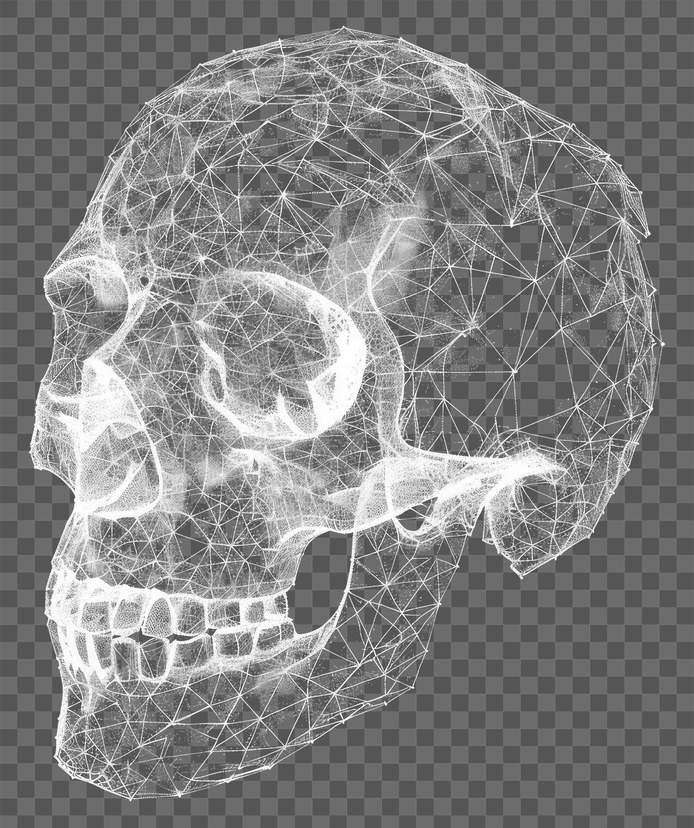 PNG Digital wireframe skull art