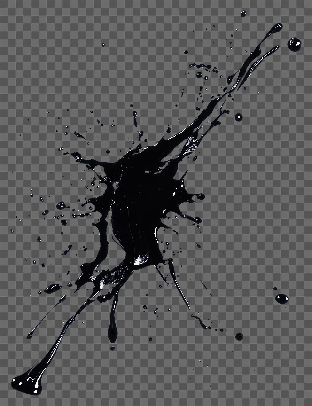 Ink splatter splash abstract contemporary silhouette.