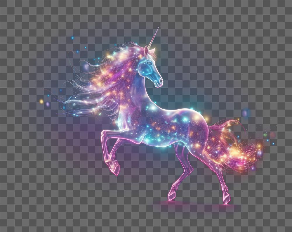 PNG Unicorn running sparkle light glitter animal mammal horse.