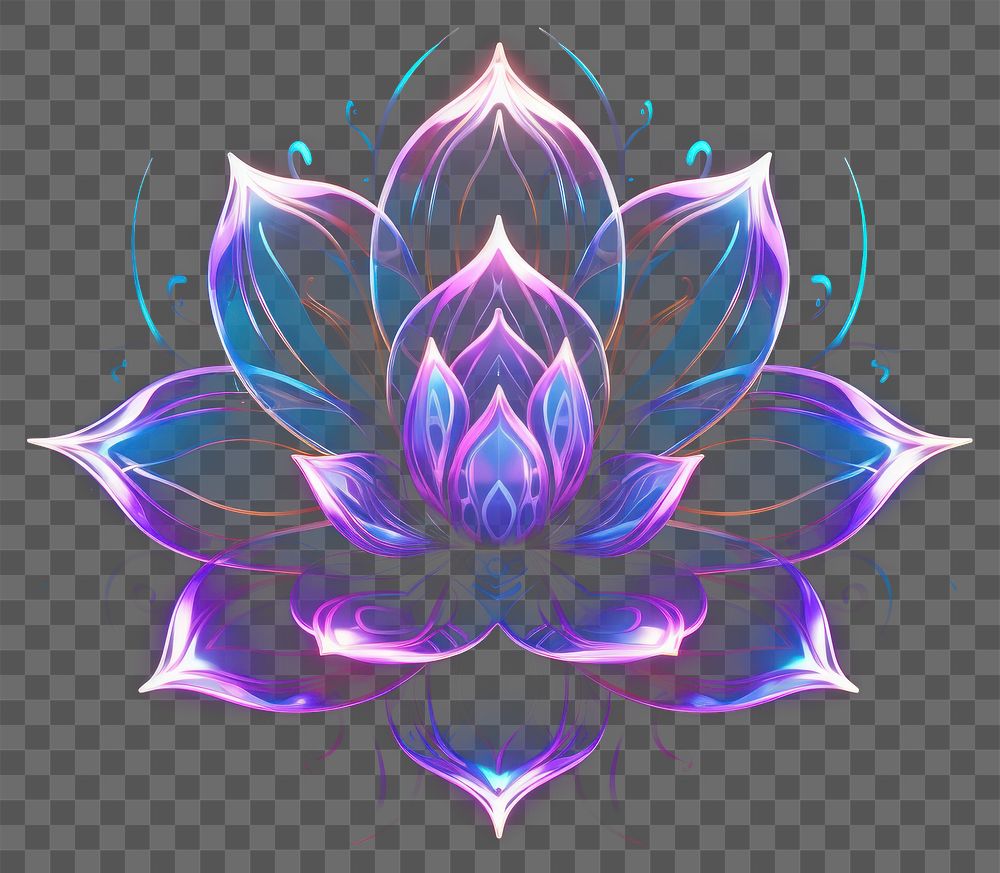 PNG Neon lotus pattern purple flower.