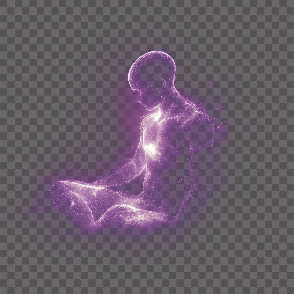 PNG Holographic human figure light purple person.