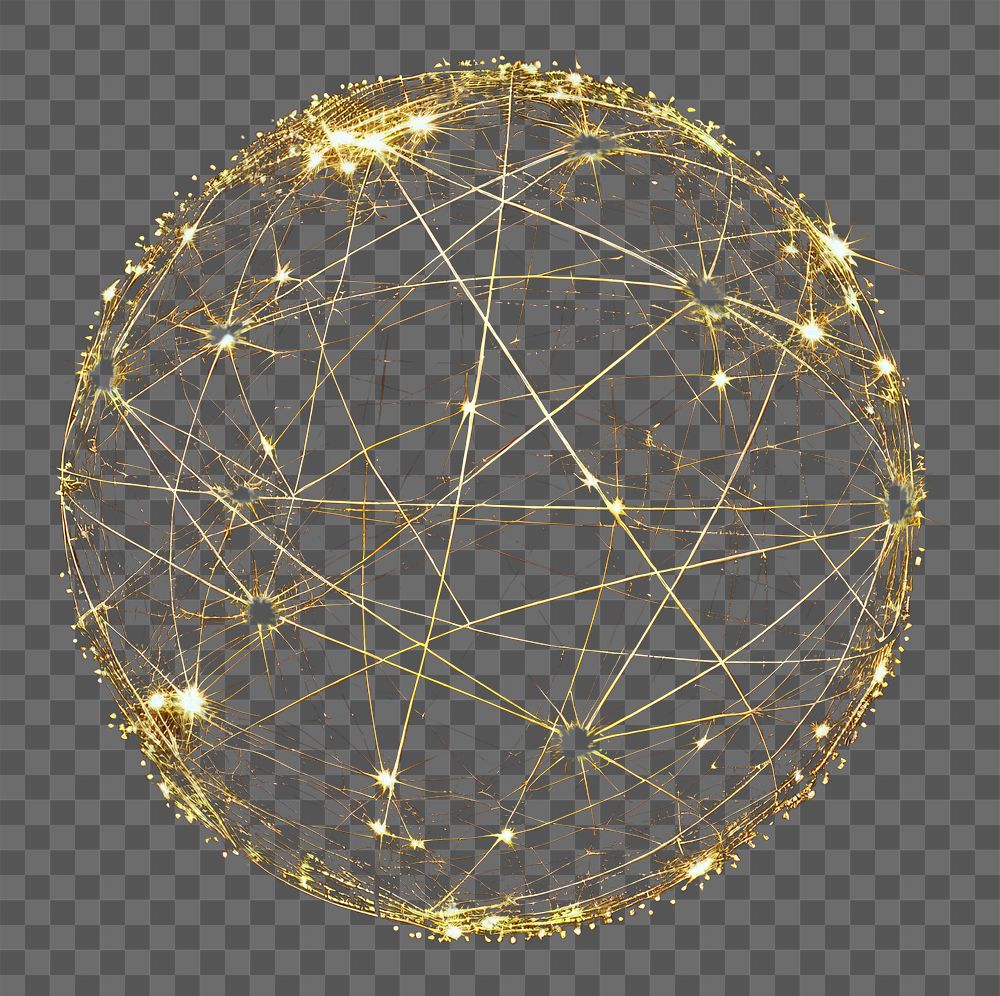 PNG Digital sphere lights connected in lines in the style of neon lights technology astronomy lighting.