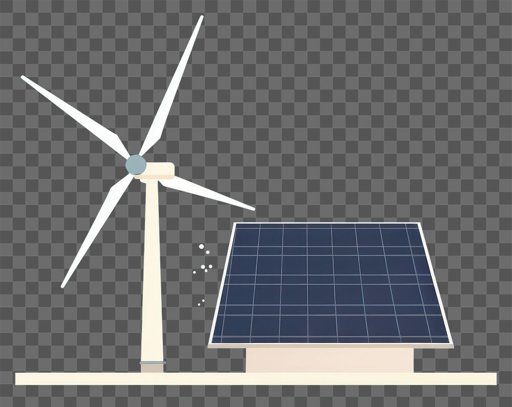 PNG  Illustration of solar cell panel with windmill outdoors machine environmentalist.