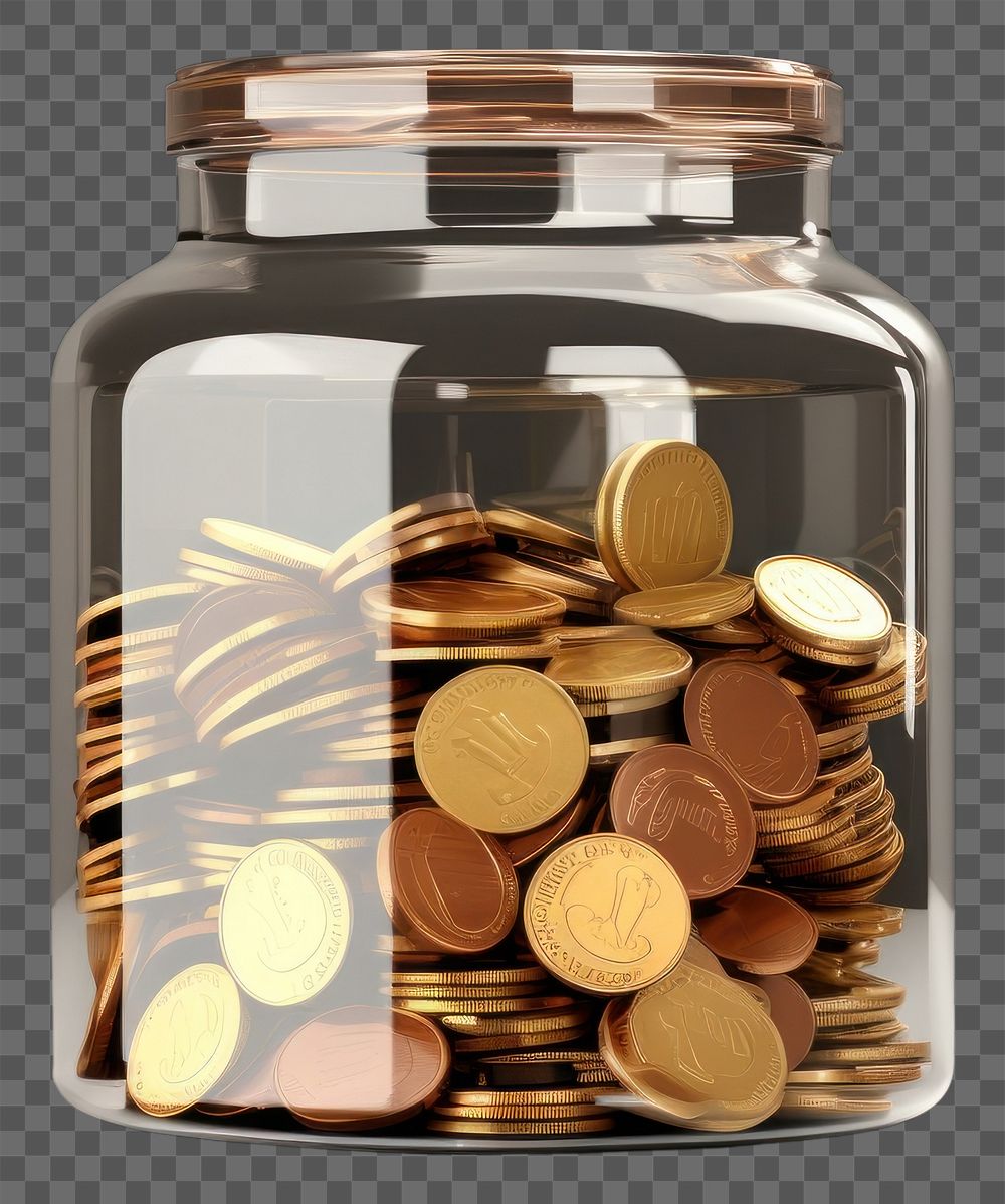 PNG Glass money box coin jar savings. AI generated Image by rawpixel.