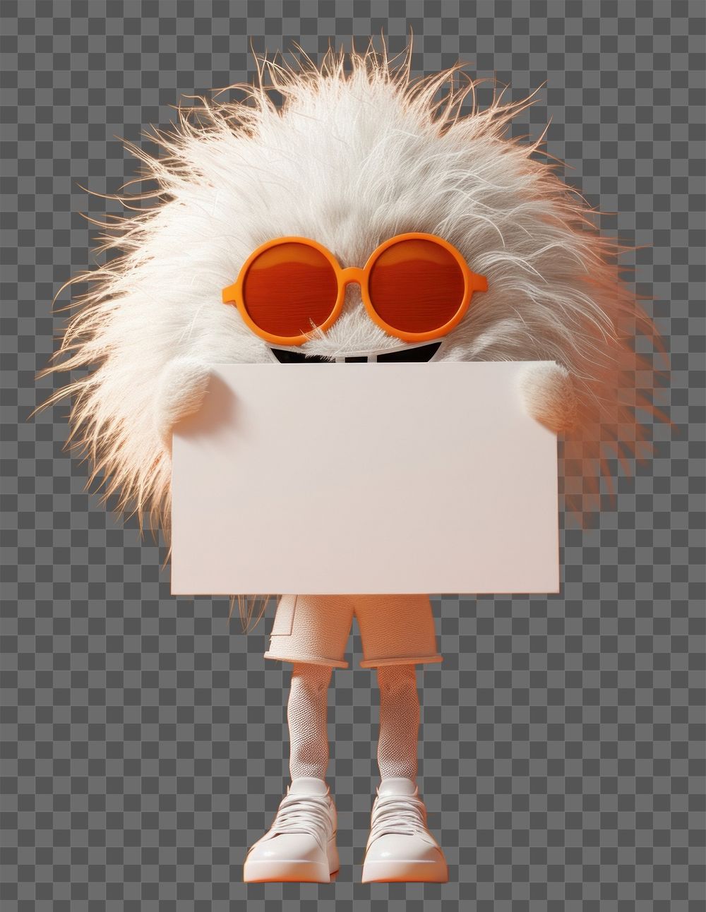 PNG Simple fur ball character sunglasses mammal white.