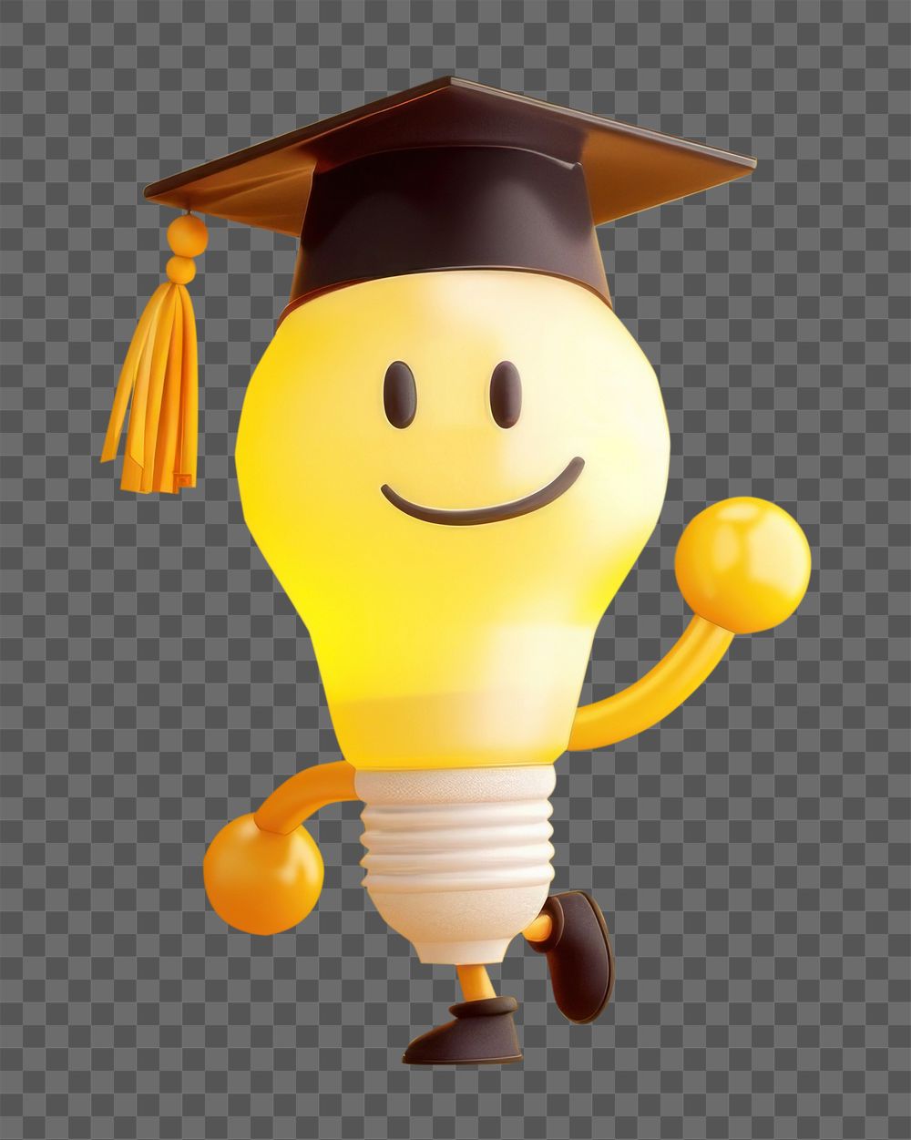 PNG 3d light bulb character graduation cartoon anthropomorphic.