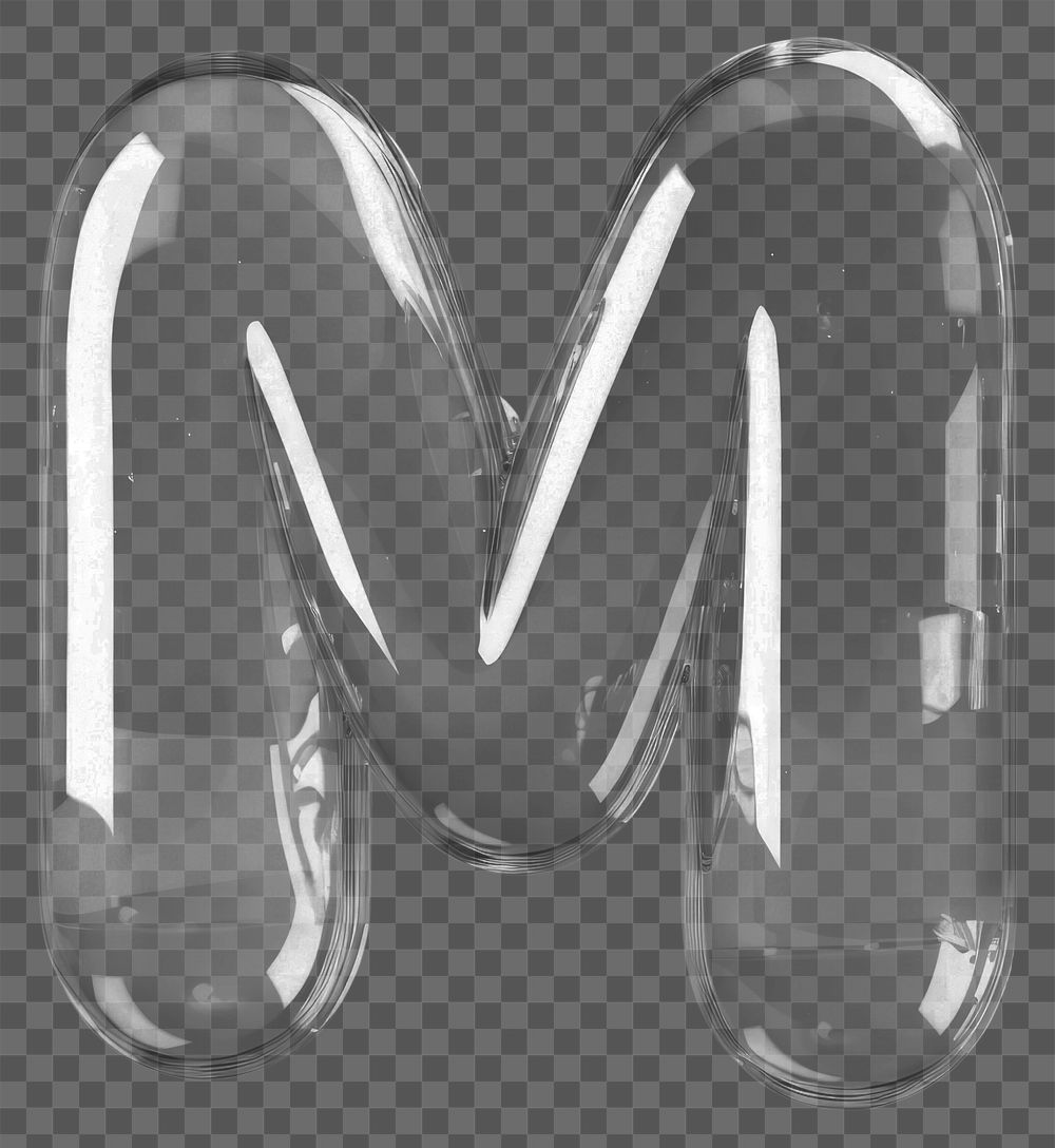 Letter M glass white background pottery.