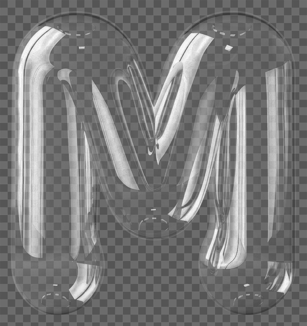 Letter M glass white background pottery