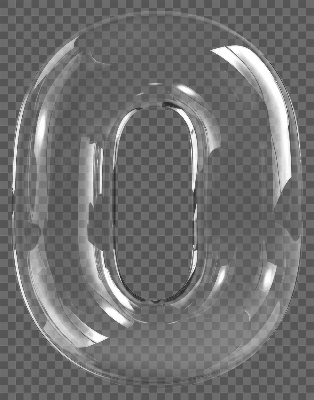 Number letter 0 glass white background photography.