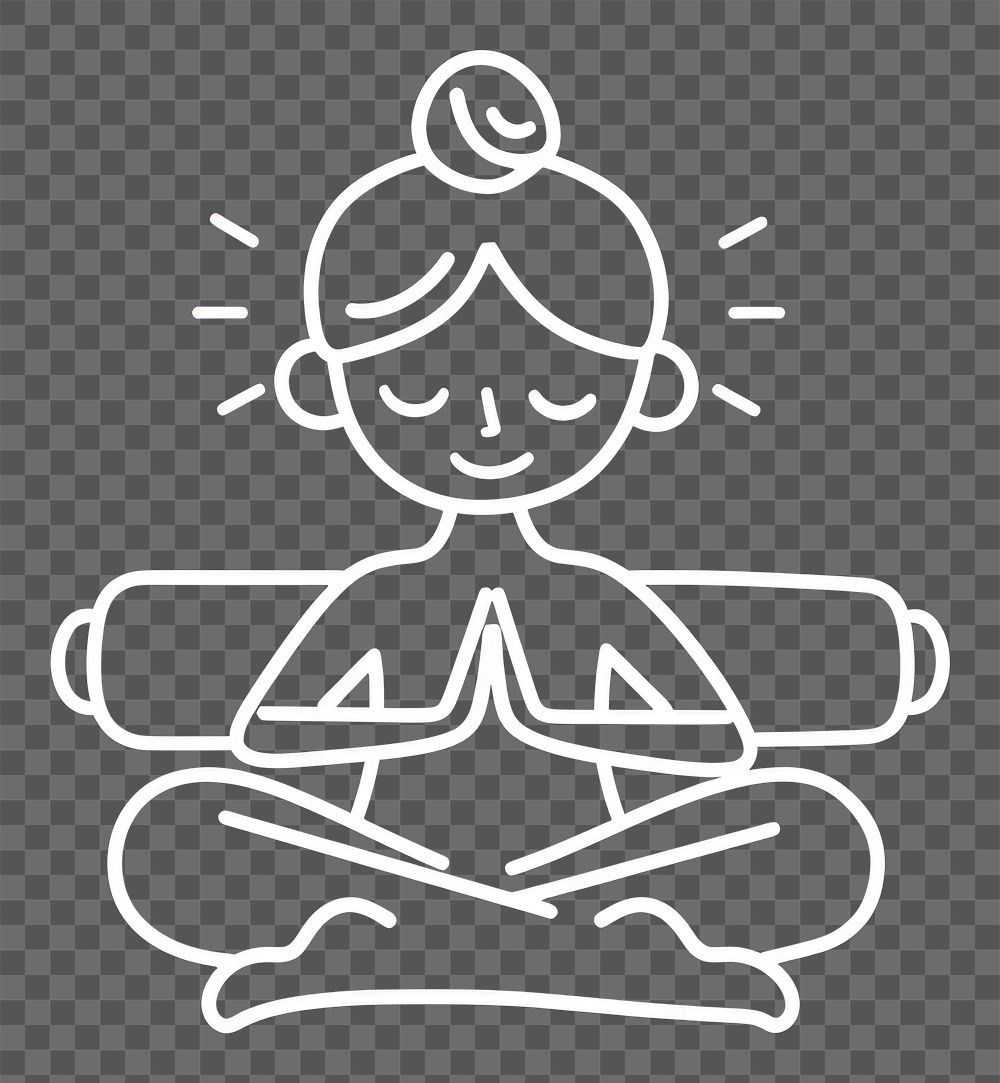 PNG Logo of person holding yoga mat representation spirituality cross-legged.