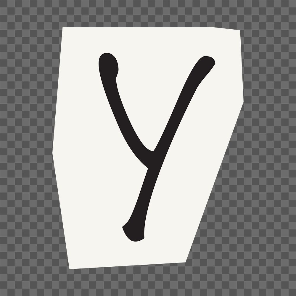 Letter Y  png black&white papercut alphabet, transparent background