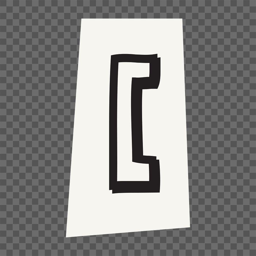 Square bracket sign png black&white papercut, transparent background