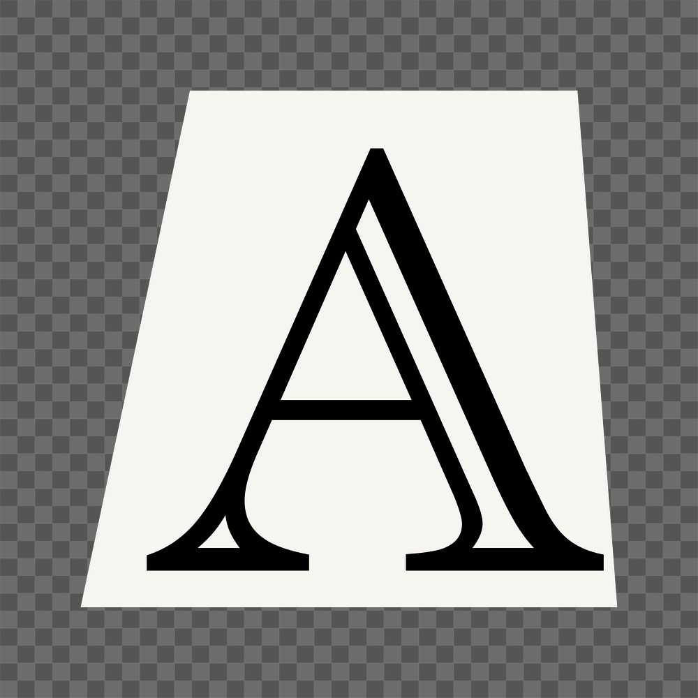 Letter A  png black&white papercut alphabet, transparent background