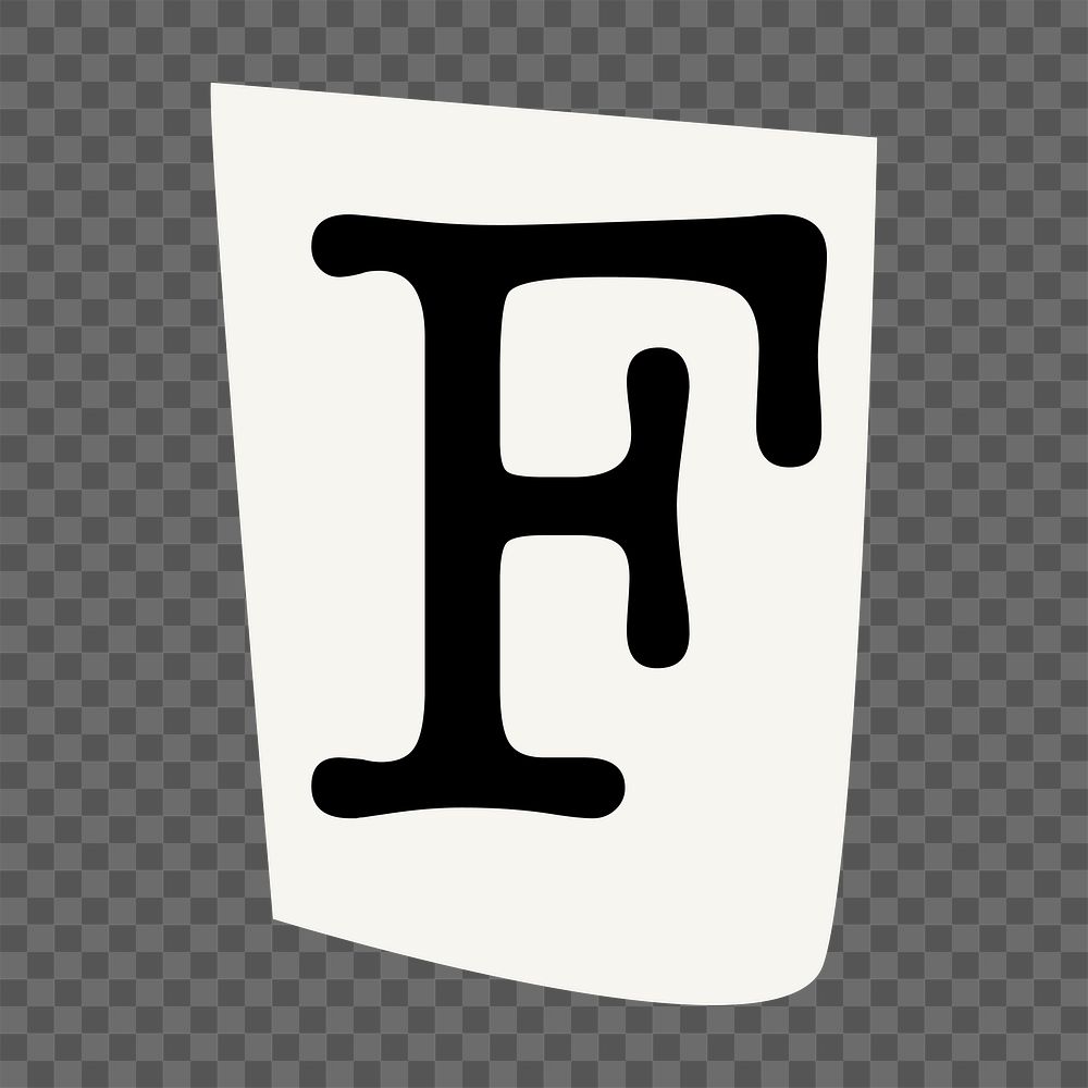 Letter F  png black&white papercut alphabet, transparent background