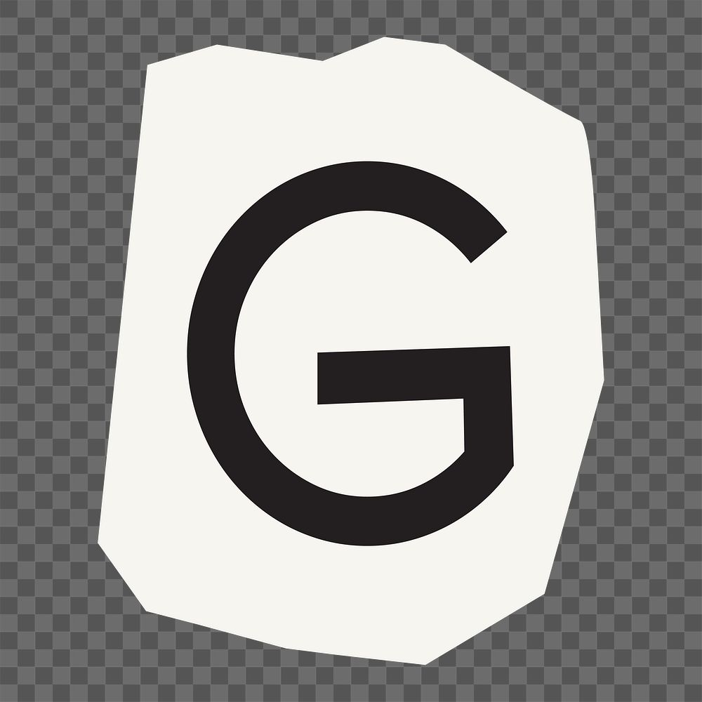 Letter G  png black&white papercut alphabet, transparent background