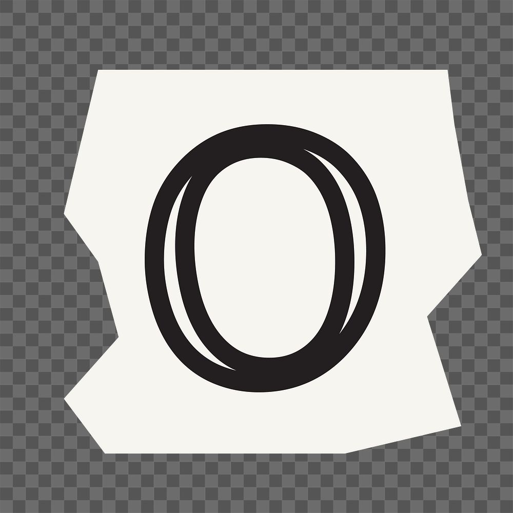 Letter O  png black&white papercut alphabet, transparent background