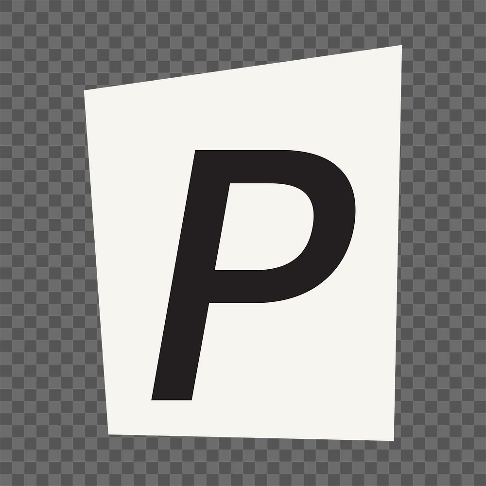 Letter P  png black&white papercut alphabet, transparent background