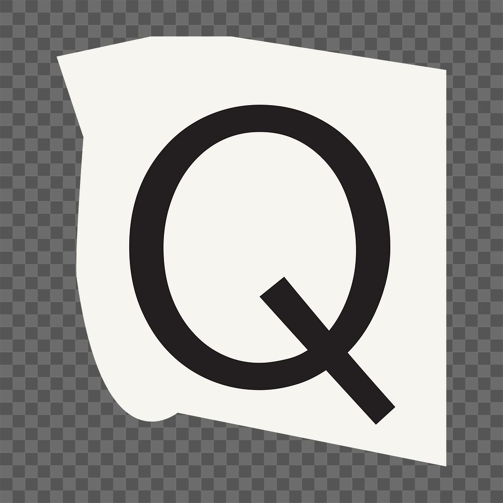 Letter Q  png black&white papercut alphabet, transparent background