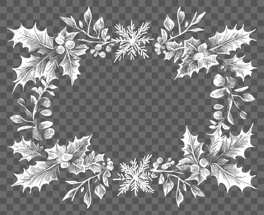 PNG Elegant festive holly frame illustration.