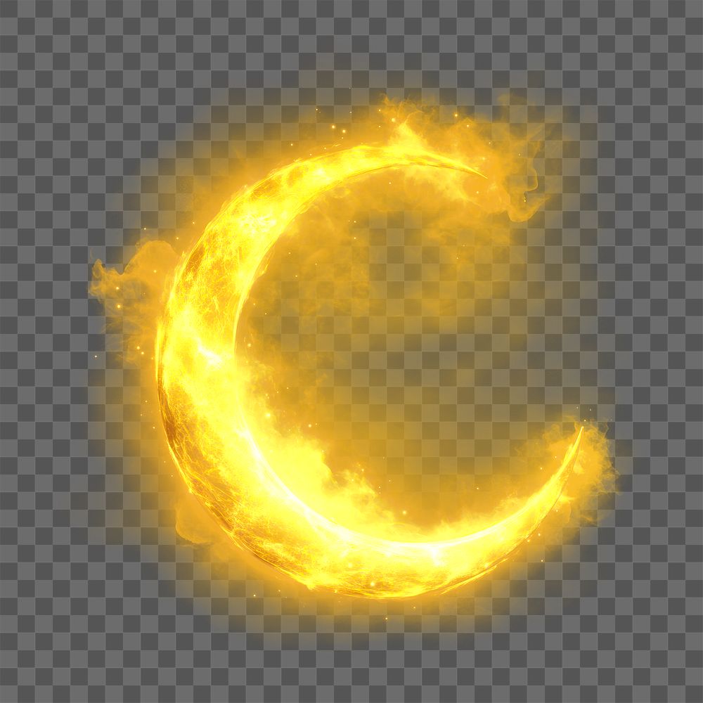 PNG Crescent moon luminous ethereal glowing.