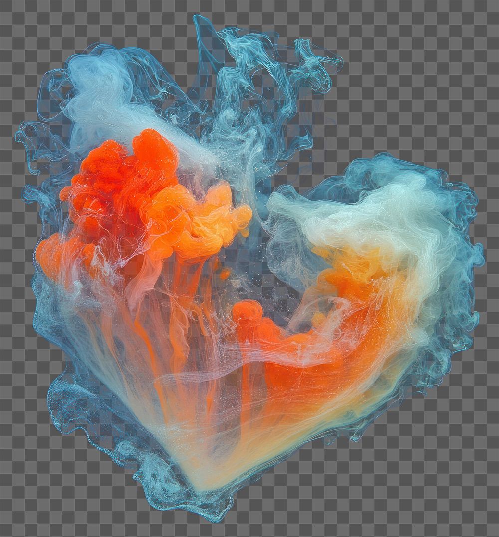 PNG Colorful heart shape with smoke abstract colors invertebrate.