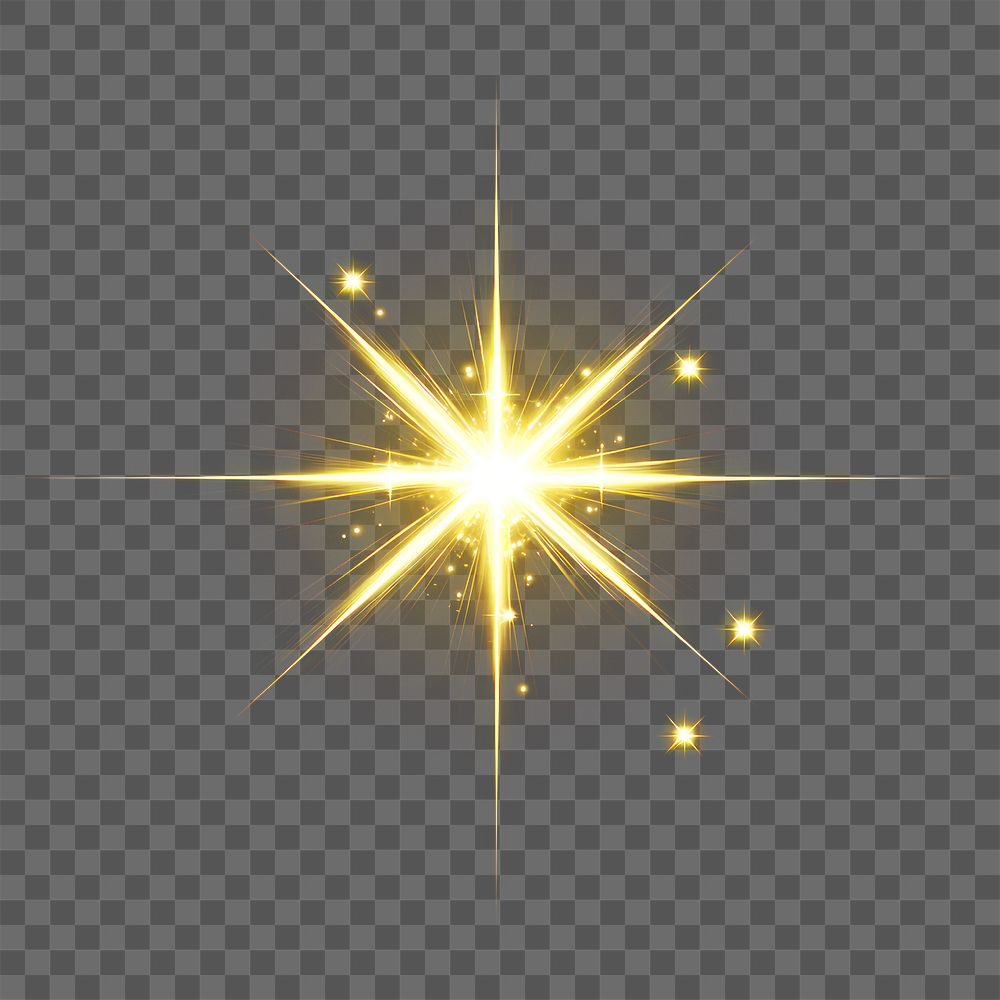 PNG A vector glowing gold light effect lighting design star.