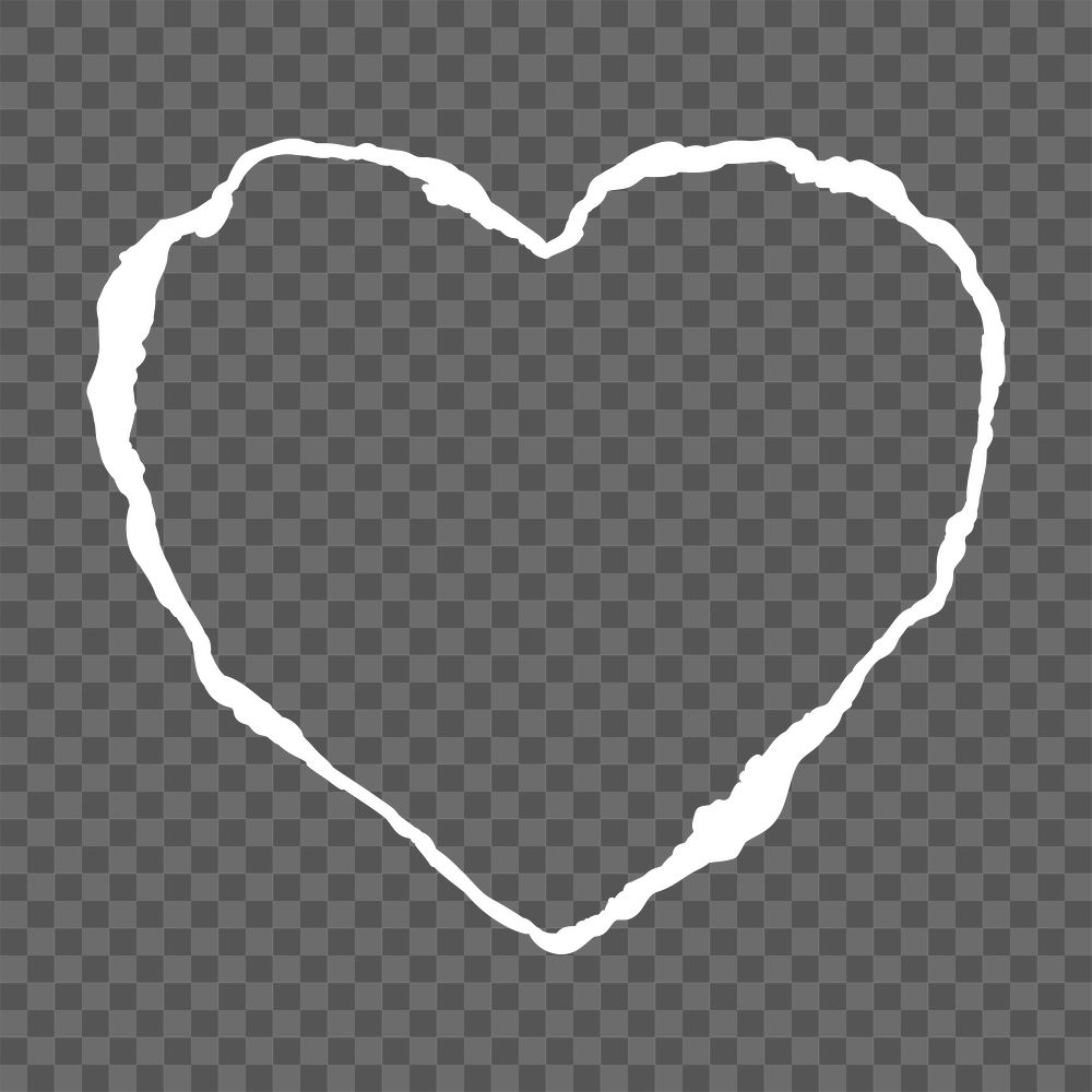 PNG Hand-drawn heart outline illustration on transparent background