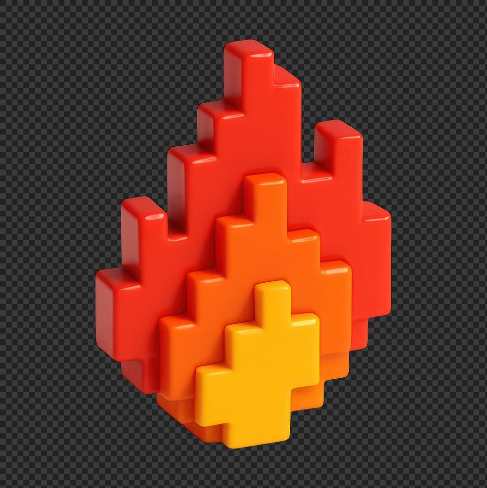 PNG Pixelated flame toy illustration | Free PNG - rawpixel