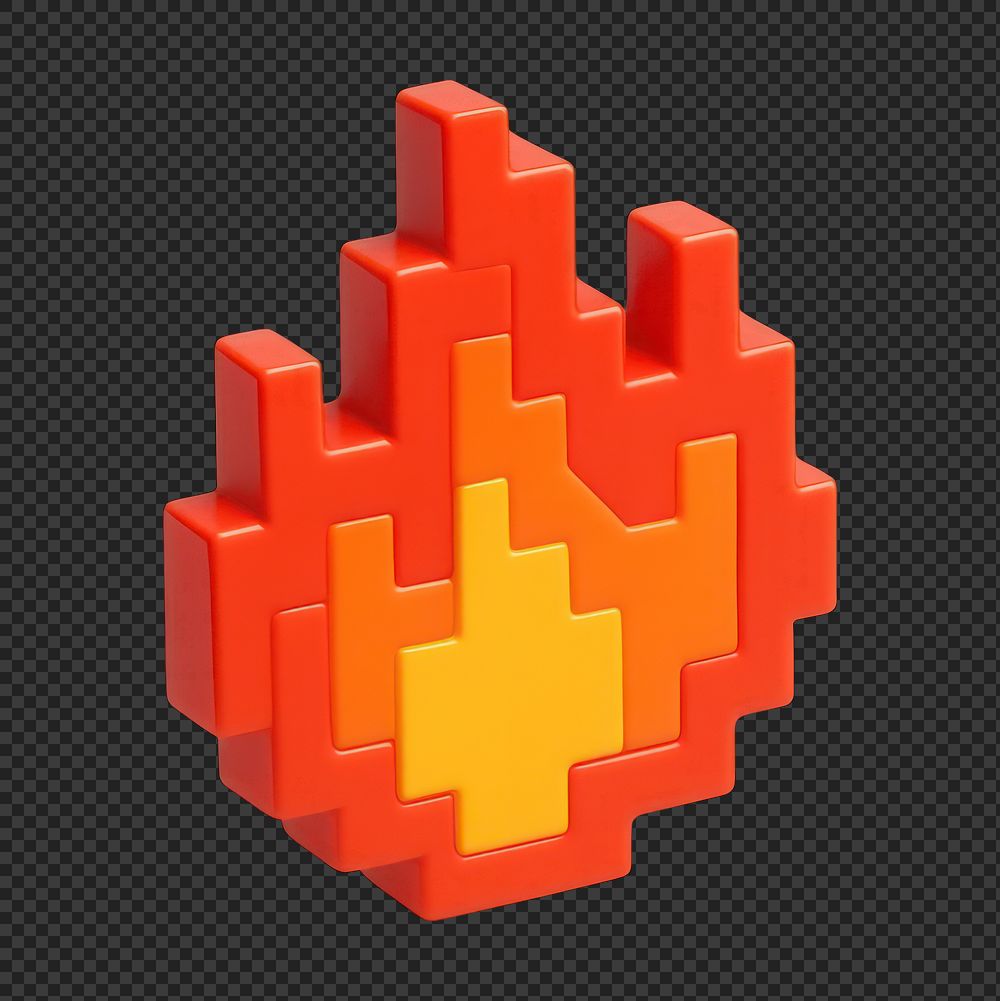 PNG Pixelated flame block illustration | Free PNG - rawpixel